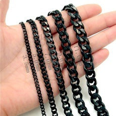 24 Inch Men's Black Stainless Steel Cuban Chain