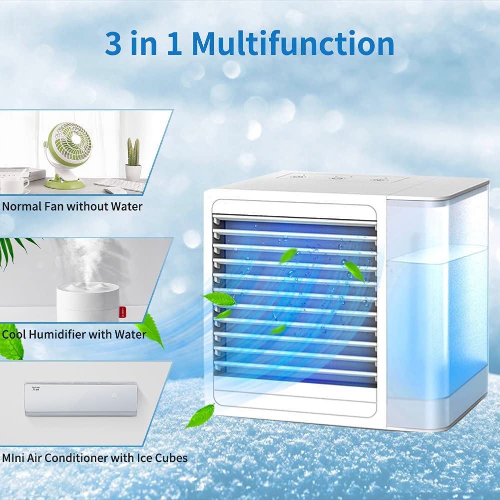 3 In 1 Portable Air Conditioners, Evaporative Air Cooler With USB Charging, Powerful, Quiet, Lightweight Mini Air Conditioner Portable For Room, Bedroom, Office, Kitchen