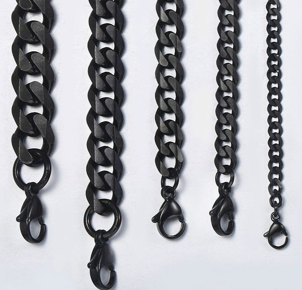 24 Inch Men's Black Stainless Steel Cuban Chain